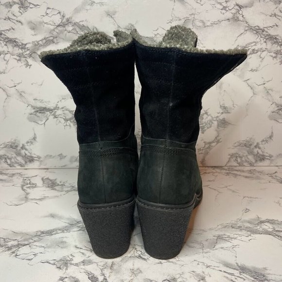 Timberland Amston Roll-Top Boot Women Size 9 Black Suede Shoe Earthkeepers Wedge - Picture 5 of 9